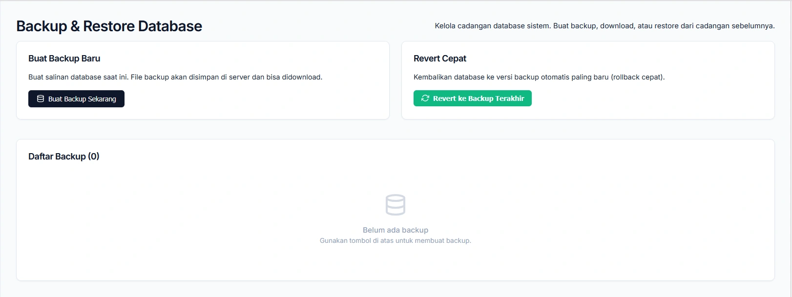 Data Backup and Restore Interface